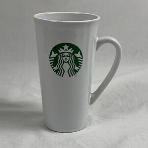 2013 Starbucks Tall White Mug with Green Logo No Lid Preppy Classic 12 oz